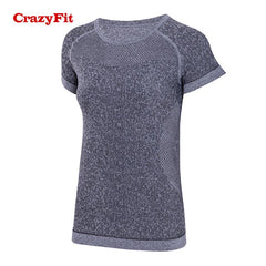 CrazyFit 2018 Sport T-shirt Shirt Women Yoga Fitness Top Apparel Sports Clothing Wear Gym Running Workout Ladies White Yoga Tops