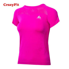 CrazyFit 2018 Sport T-shirt Shirt Women Yoga Fitness Top Apparel Sports Clothing Wear Gym Running Workout Ladies White Yoga Tops
