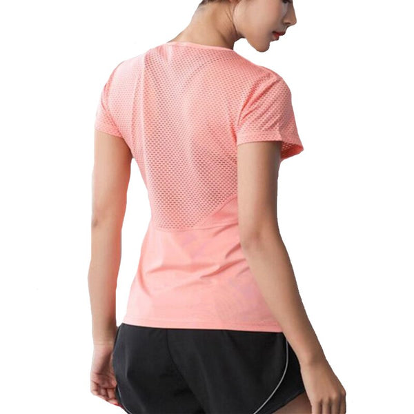 CKAHSBI New Mesh Yoga Shirts Tops Sports Apparel Fitness Gym Athletic Sport t Shirt Women Clothing Workout Female Running Shirts