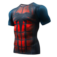 Superman Print Men's Compression Shirt Batman Slim Tights Cycling Base Level Gym Jersey Fitness Sports Underwear Apparel MMA