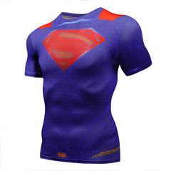 Superman Print Men's Compression Shirt Batman Slim Tights Cycling Base Level Gym Jersey Fitness Sports Underwear Apparel MMA