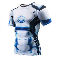 Superman Print Men's Compression Shirt Batman Slim Tights Cycling Base Level Gym Jersey Fitness Sports Underwear Apparel MMA