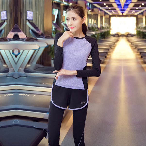 Women's Yoga Fitness Gym Sports Apparel Firm Sets Running Jogging T-shirt + Pants Leggings Tights Yoga Workout Sport Suits