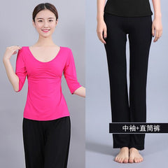 Women Running Jogging Gym Workout Clothing Fitness Training Yoga Sport T-shirt + Pants Suit Dance Racing Apparel Yoga