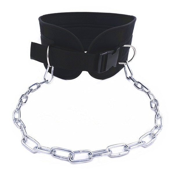 Fitness Dip Weight lifting Belt with Chain Neoprene Pull Up Belt with Buckle for Crossfit Weightlifting Training Gym Accessories
