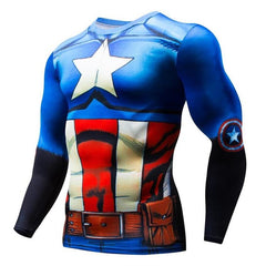 3D Marvel T-shirt Long Sleeve Sport Shirt Men Quick Dry Men's Running T-shirts Gym Apparel Fitness Top Rashgard Male Jersey 2019