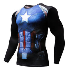3D Marvel T-shirt Long Sleeve Sport Shirt Men Quick Dry Men's Running T-shirts Gym Apparel Fitness Top Rashgard Male Jersey 2019