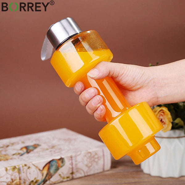 BORREY 550Ml Plastic Sport Water Bottle Gym Fitness Dumbbell Shaped Bottle Water Portable Sport Water Bottle Bpa Free Drinkware
