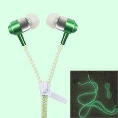 3.5mm Luminous Safety Sports Earphones Metal Zipper Earbuds For Iphone Samsung Xiaomi MP3 With Microphone In-Ear Earphones