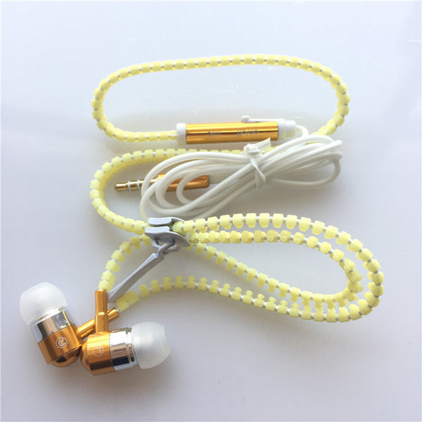 3.5mm Luminous Safety Sports Earphones Metal Zipper Earbuds For Iphone Samsung Xiaomi MP3 With Microphone In-Ear Earphones