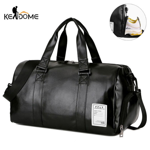 Gym Bag Leather Sports Bags Big MenTraining Tas for Shoes Lady Fitness Yoga Travel Luggage Shoulder Black Sac De Sport XA512WD