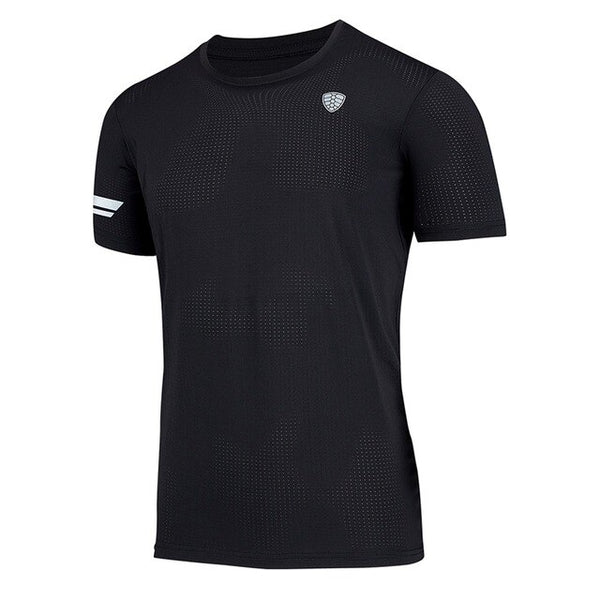 Summer Men Short Sleeve T-shirt Round Neck Quick Dry Tee Tops Tights Anti-sweat Apparel Gym Fitness Outdoor Running Sportswear