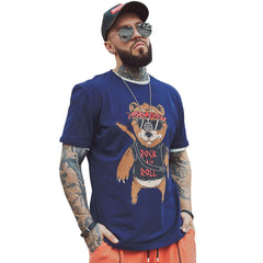 Cotton T Shirt Men Apparel Tee Shirt Streetwear Hip Hop Fashion Bear Cartoon 3D Print Gym Male Casual Tee Tops T shirt plus size