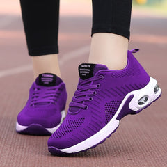 Brand Women Gym Shoes Air Cushion Sport Shoes Mesh Breathable Zapatos Tenis Mujer 2019 New Sneakers Purple Red Black Tennis Shoe