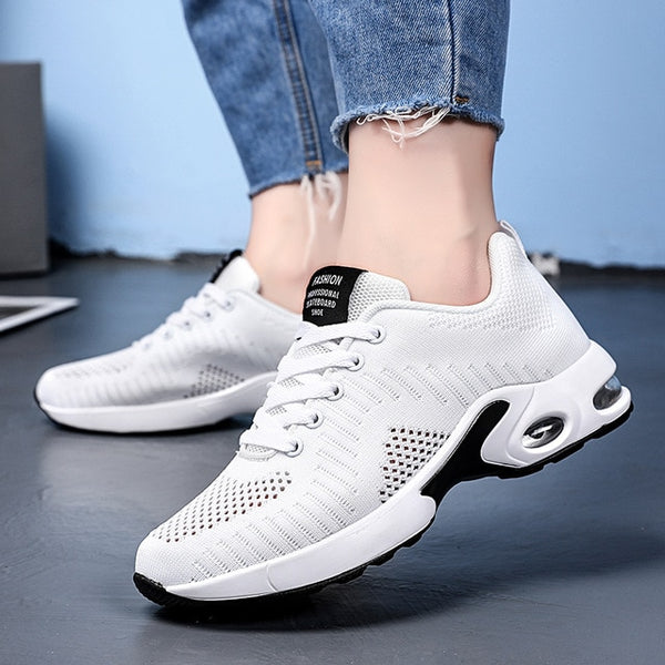 Brand Women Gym Shoes Air Cushion Sport Shoes Mesh Breathable Zapatos Tenis Mujer 2019 New Sneakers Purple Red Black Tennis Shoe