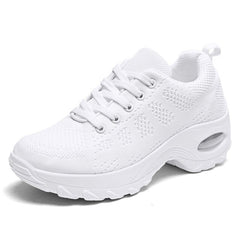 Woman Tennis Shoes Breathable Air Cushion Fashion Sneakers Comfort Height Increasing Lace-up Female Outdoor White Gym Footwear