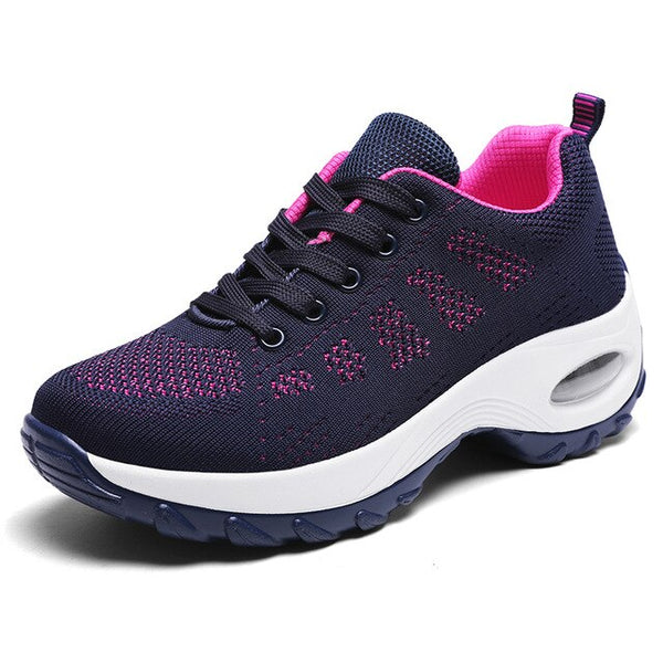 Woman Tennis Shoes Breathable Air Cushion Fashion Sneakers Comfort Height Increasing Lace-up Female Outdoor White Gym Footwear