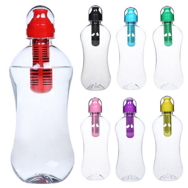 550ml Plastic Water Bobble Hydration Filter Portable Outdoor Hiking Travel Gym Filtering Water Healthy Drinking Bottle