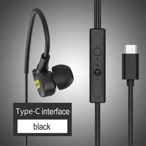 USB Type C Earphone Stereo Hi-Fi Ear Hook Sports Earbuds USB C Headset In-Ear with Micphone for Letv Xiaomi Oneplus Huawei