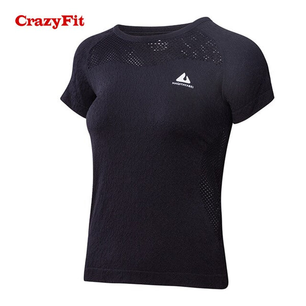 CrazyFit 2018 Sport T-shirt Shirt Women Yoga Fitness Top Apparel Sports Clothing Wear Gym Running Workout Ladies White Yoga Tops