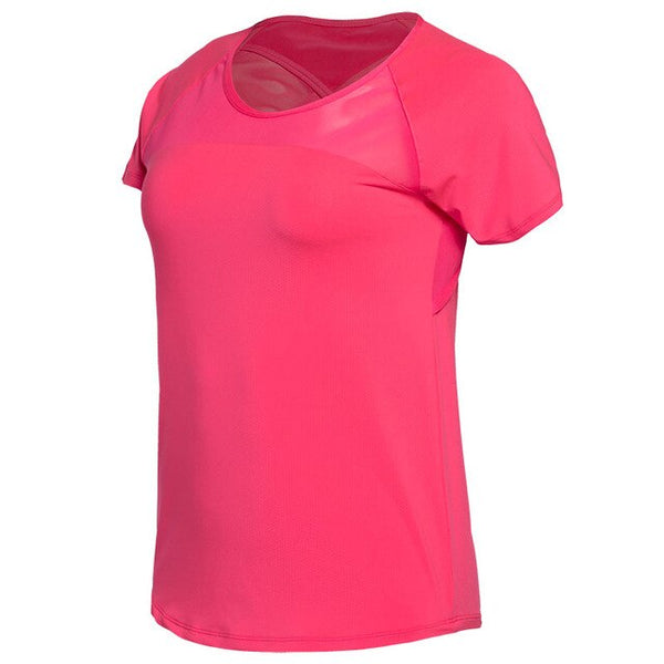 Vansydical Mesh Yoga Shirts Breathable Running Jogging Tops Sexy Hellow Back Fitness Workout T-shirts Short Sleeve Gym Clothing