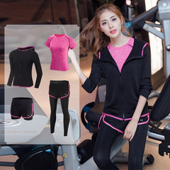 Women's Yoga Fitness Gym Sports Apparel 4pcs/lot Set Running Jogging T-shirt + Pants+Bra+Shorts Leggings Tights Yoga Sport Suits