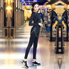 Women's Yoga Fitness Gym Sports Apparel Firm Sets Running Jogging T-shirt + Pants Leggings Tights Yoga Workout Sport Suits
