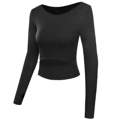 Drop Women Yoga Crop Tops Fitness Yoga Shirts Long Sleeve Workout Tops Fitness Running Sport T-Shirts Training Yoga Sportswear