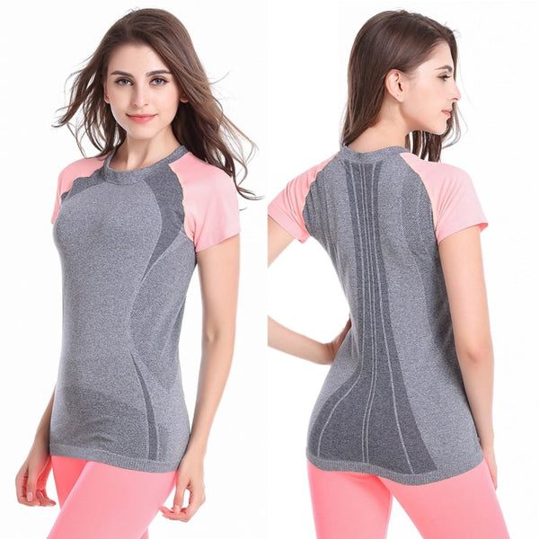 Women Sport T-shirt Quick Dry Athletic Apparel Tee Workout Stretch T-Shirt Short Sleeve T-shirts Fitness Running Gym