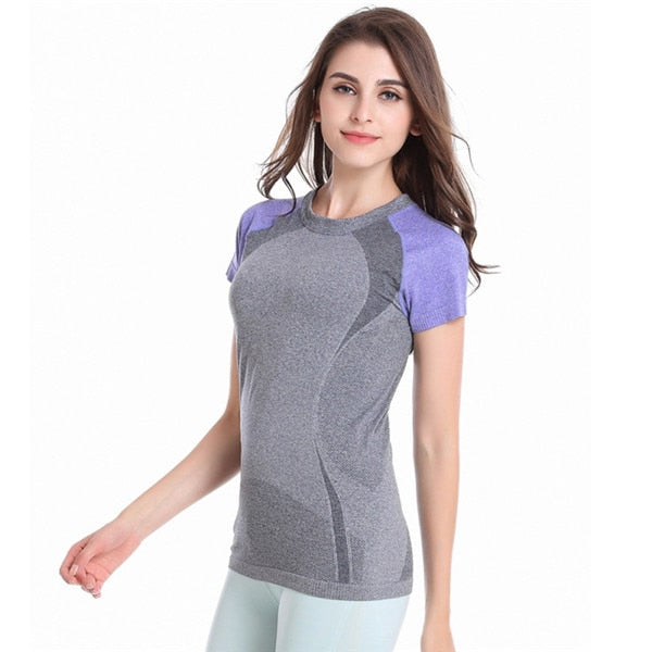 Women Sport T-shirt Quick Dry Athletic Apparel Tee Workout Stretch T-Shirt Short Sleeve T-shirts Fitness Running Gym