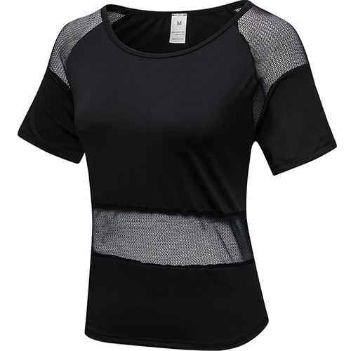 2019 Running Shirt Women fitness top sport clothing Sexy Hollow Out yoga top Breathable Quick Dry crop top for women gym T Shirt