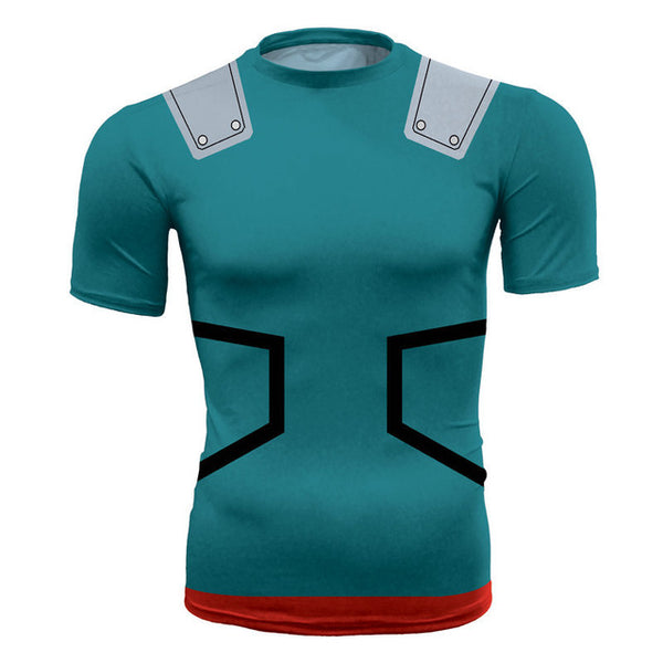 3D Printing My Hero College Green Valley Exercise Clothes Fitness Apparel GYM Sport T Shirt Men Fit Running Sportswear Tshirt