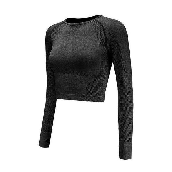 Gym Seamless Yoga Shirts For Women Vital Seamless Long Sleeve Crop Top Thumb Hole Fitted Gym Top Shirts Workout Running Clothes