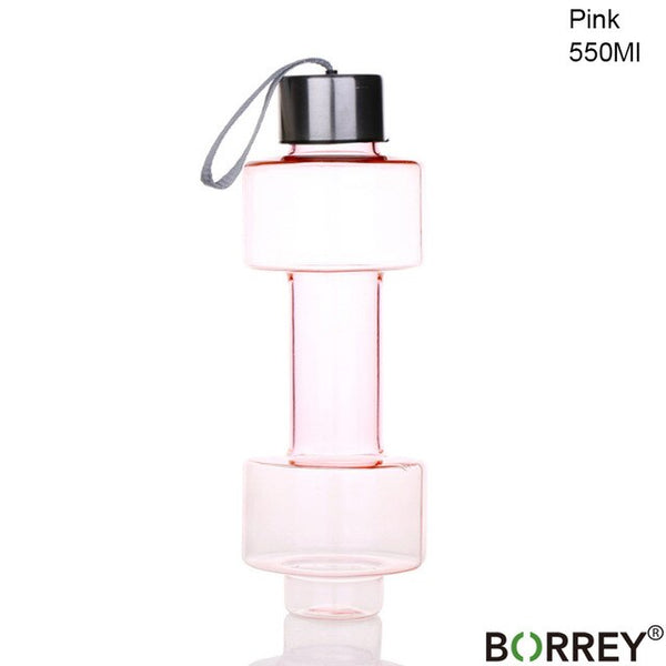 BORREY 550Ml Plastic Sport Water Bottle Gym Fitness Dumbbell Shaped Bottle Water Portable Sport Water Bottle Bpa Free Drinkware